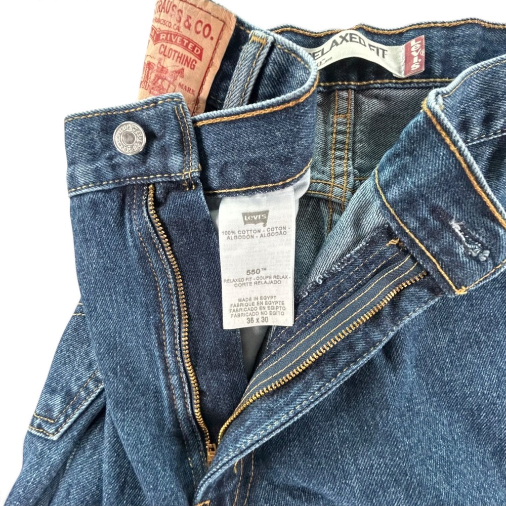 Levis 550 Mens Jeans 36x30 Relaxed Fit Medium Wash Blue 100% Cotton Denim - Picture 7 of 8